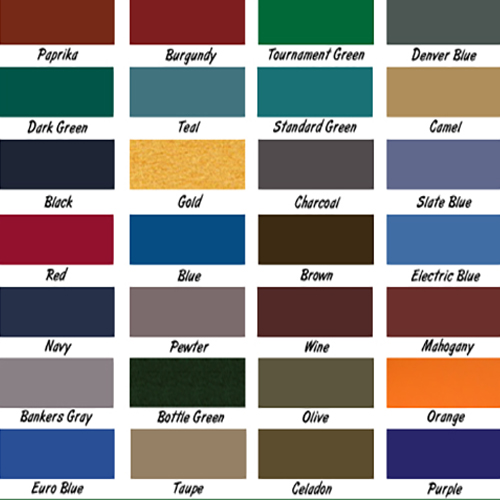 Fabric Colors | Twin Cities Pool Table Guy